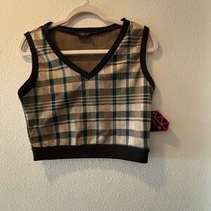 Plaid V-Neck Tank Top